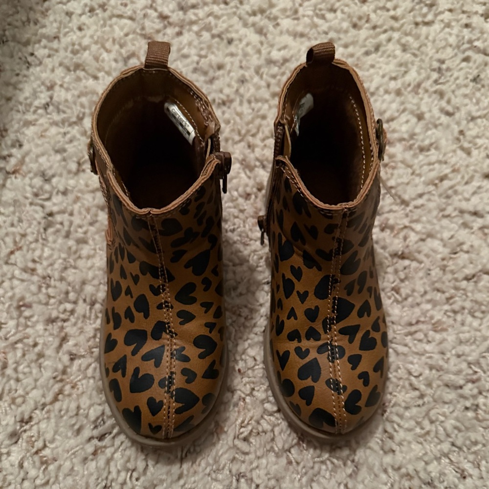 Carter's Kids Leopard Heart Boots - Tan and Black